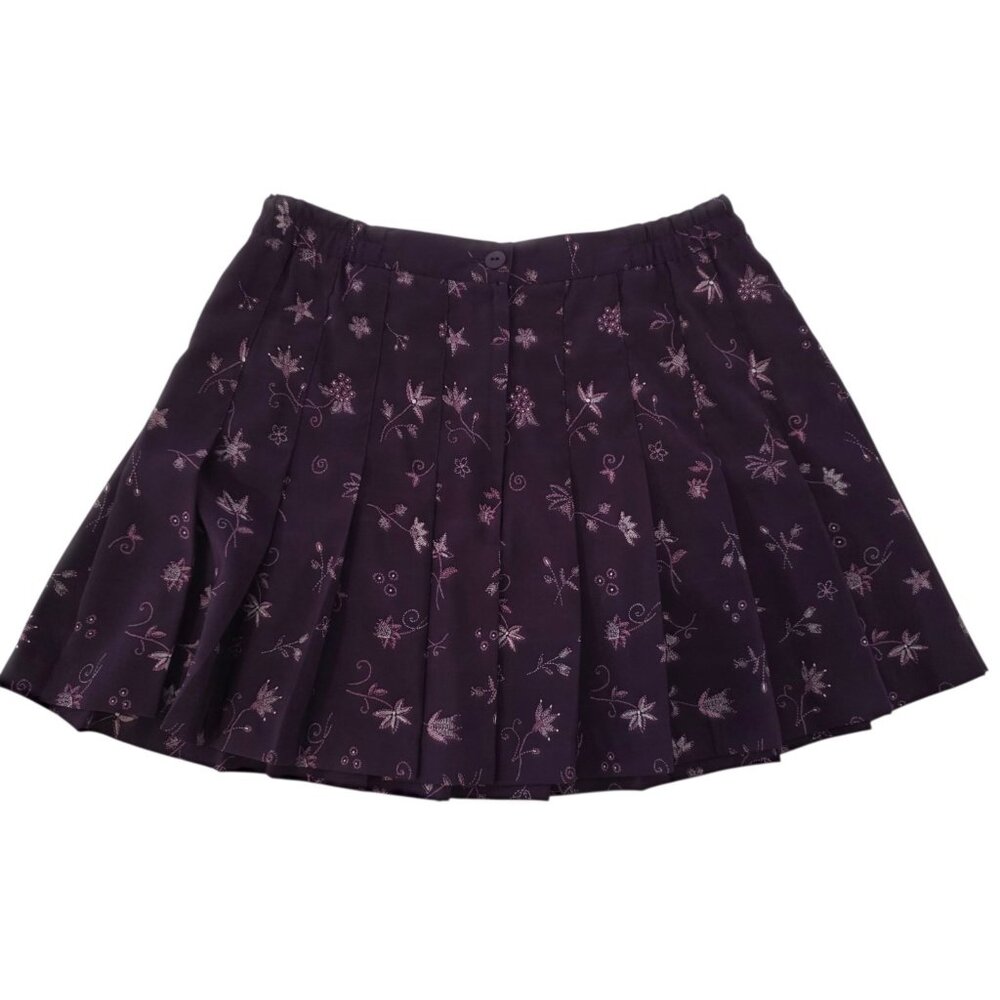 Vintage‎ Tail Pleated Tennis Skirt Preppy Athletic Mini Purple Floral USA Size 8